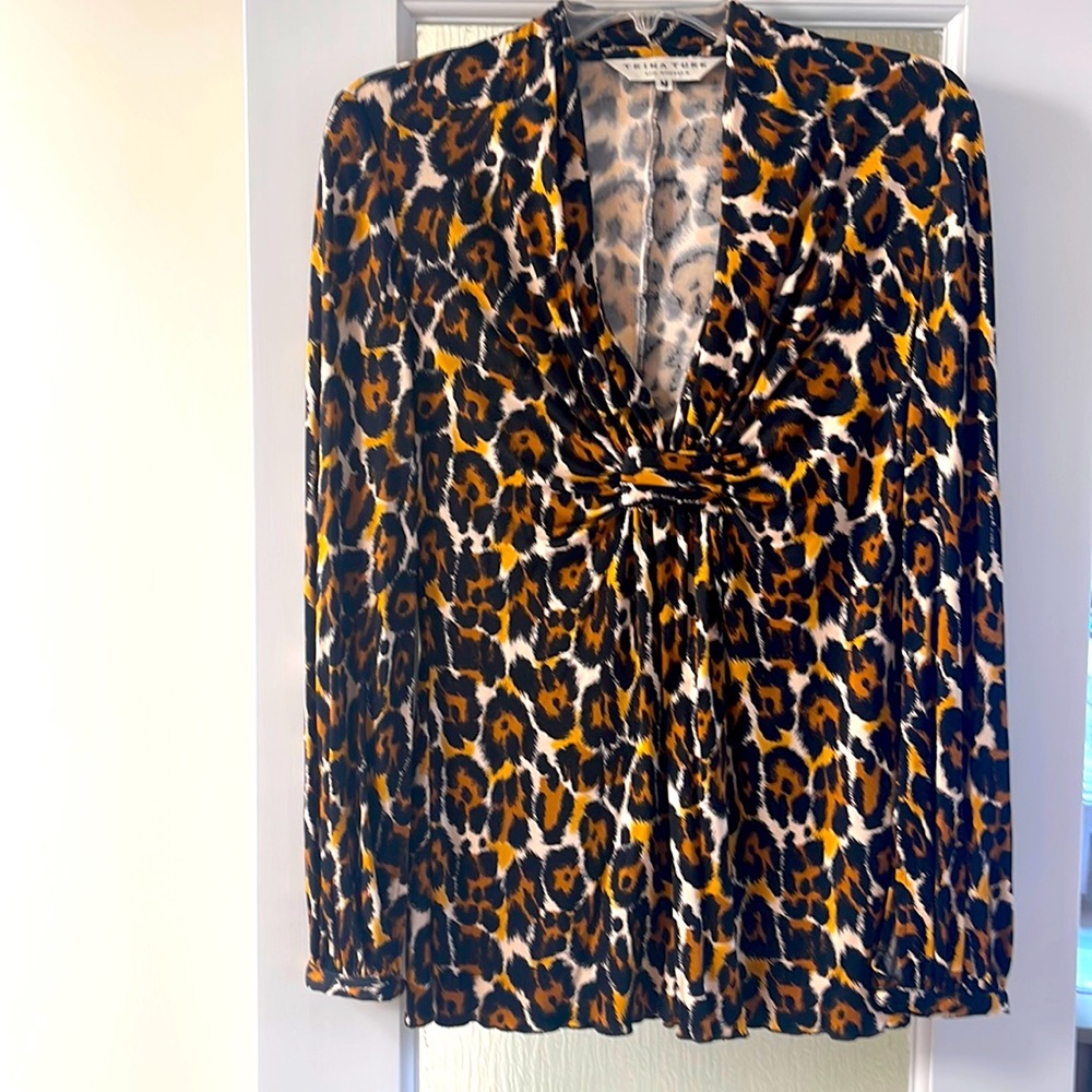 Trina Turk - vneck blouse with some ruching at V.